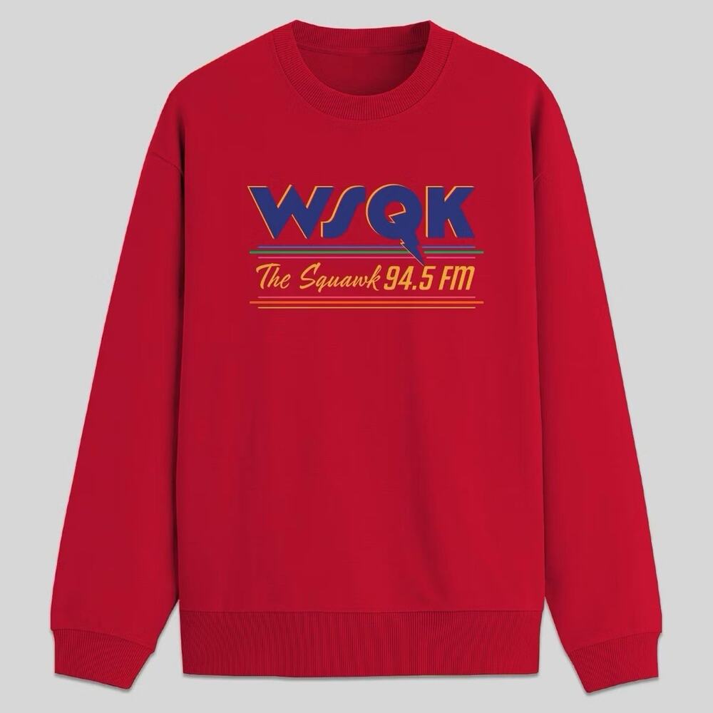 NWT Stranger Things WSQK "The Squawk" 94.5 FM Sweatshirt Red Large